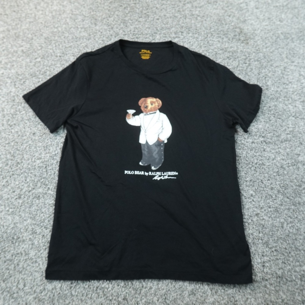 Polo Ralph Lauren Shirt Mens L Black Polo Bear Martini Tuxedo Graphic Tee Preppy